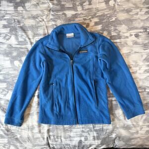 Columbia Blue Omni Heat Fleece Full Zip Jacket Coat Sweater Youth Boys Small